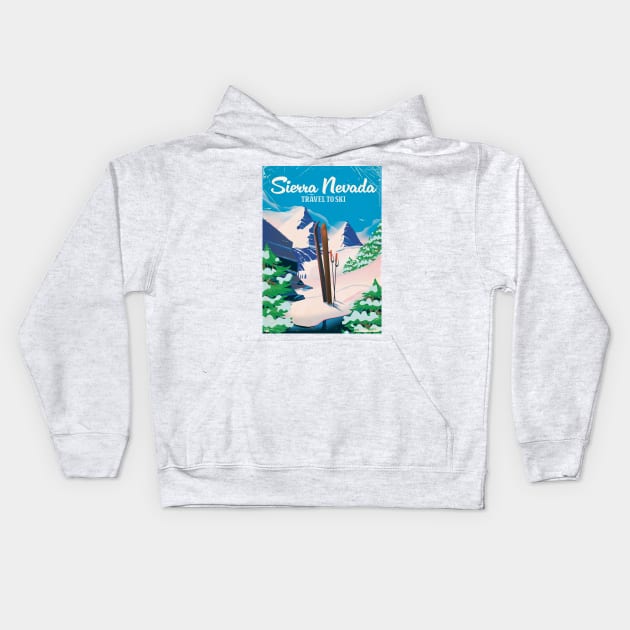 Sierra Nevada Ski poster Kids Hoodie by nickemporium1